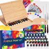 Acrylic Paint Set with Beechwood Tabletop Easel Box, Art Paint Supplies Kit ,