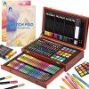 Art Supplies, 146-Piece Deluxe Wooden Art Set Crafts Painting Kit with 2 Sketch Pads,