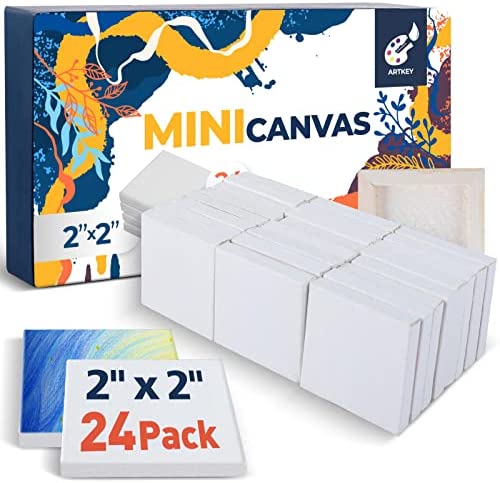 Artkey Mini Canvas, 2x2 inch 24-Pack Small Canvases for Painting, 100% Cotton 2/5