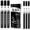 Black Acrylic Paint pens (6 Pack) Variety Pack - Extra Fine 0.7MM & Medium Tip 2-3MM