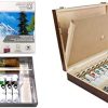 Bob Ross Master Artist Oil Paint Set Includes Wood Art Supply Carrying Storage Case