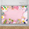 CSFOTO Vinyl 10x8ft Back to School Backdrop Pencils Palette Pink Wall First Day of