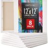 Crafts 4 All Stretched Canvas Boards for Painting - 8 Pack of 12x12 Blank Art