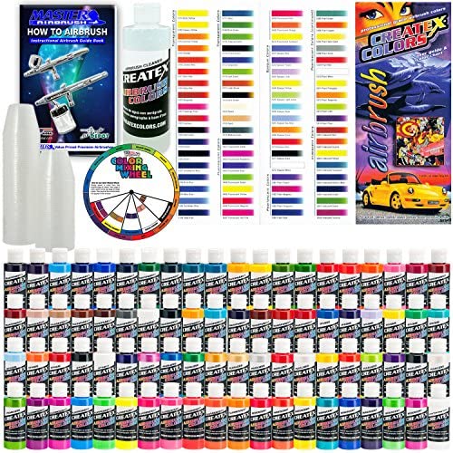 Createx Deluxe 80 Color Professional Airbrush Paint Set - Includes 80 Colors -