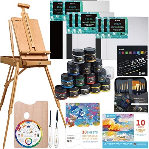 MEEDEN Deluxe Acrylic Painting Set, Artist Art Painting Kit with French Easel,