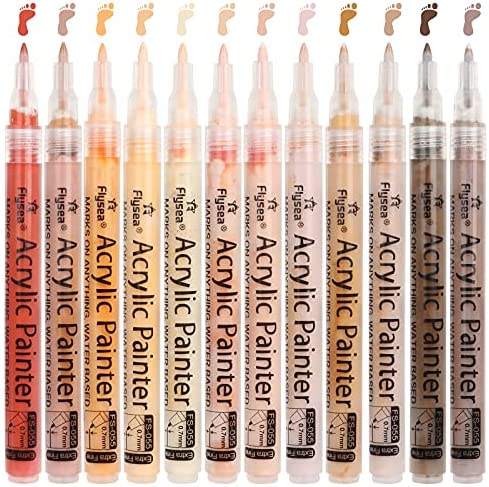NAWODART Skin Tones Art Markers, Acrylic Paint Pens Set of 12 Skin Colors Paint
