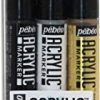 PEBEO Acrylic Set of 3 Markers, 1.2 mm Tips, Black, White, Precious Gold