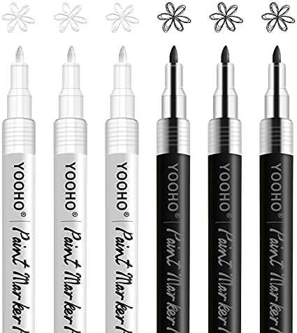 Paint Pen White Black Acrylic Marker Set for Rock Wooden Tire Metal Leather Glass