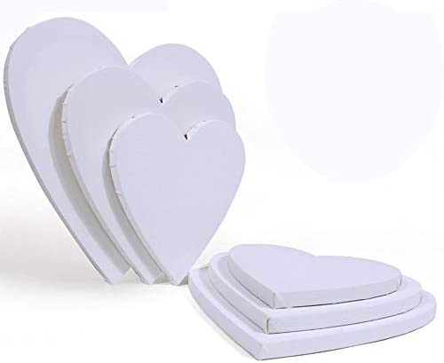 Painting Canvas Panel Boards, Heart-Shaped Artist Canvas Boards, 6Pcs/Set Cotton