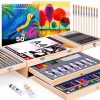 Professional Art Set 85 Piece with Drawing Pads, Deluxe Art Kit in Portable Wooden
