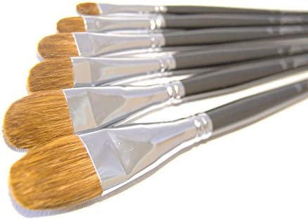 Red Sable Filbert Paint Brushes - Set of 6 Acrylic, Watercolor, Mixed Media or Oil