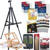 U.S. Art Supply 70-Piece Artist Oil Painting Set with Aluminum Field Easel, Wood