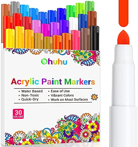 Washable Acrylic Paint Pens for Rock Painting: Ohuhu 30-color Acrylic Markers Pen