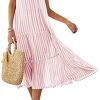 Lueluoye Women's Sleeveless Striped Dress Summer Spaghetti Strap Adjustable Loose
