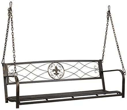 VINGLI Upgraded Metal Patio Porch Swing, 660 LBS Weight Capacity Steel Porch Swing