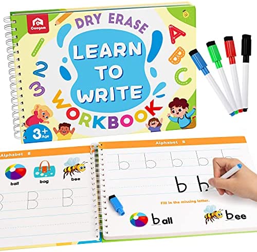 Coogam Learn to Write Workbook, Numbers Letters Practicing Book, ABC Alphabet Sight
