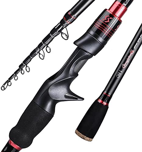 Sougayilang Telescopic Fishing Rod, Carbon Fiber Spinning & Casting Rod, Lightweight