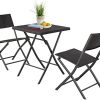 BPTD 3 Pieces Patio Bistro Set Resin Folding Table and Chairs Weather Resistant