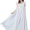 100% Cotton Victorian Nightgown For Women Sleepwear Maternity Long Dress Plus Size
