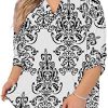 AMCLOS Womens Plus Size Tops V Neck T-Shirts Blouses Casual Soft Flowy Tunic Long