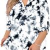 AMCLOS Womens Plus Size Tops V Neck T-Shirts Blouses Casual Soft Flowy Tunic Long