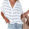 AlvaQ Women Summer V Neck Chiffon Blouses Casual Loose Tunic Short Sleeve Tops