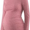 Maternity Shirt Long Sleeve Basic Top Ruch Sides Bodycon Tshirt for Pregnant Women