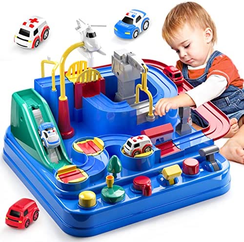 Kids Race Track Car Adventure Toy for Toddlers - Car Rescue Adventure Toys Gifts for