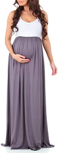 Mother Bee Maternity Sleeveless Ruched Waist Color Block Dress
