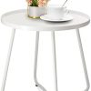danpinera Outdoor Side Tables, Weather Resistant Steel Patio Side Table, Small Round