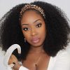 16 Inch Kinky Curly Headband Wig Human Hair for Black Women 180% Density Brazilian