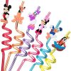 24 Mouse Straws with 2 Cleaning Brush 6 Designs Great for Mickey Theme Birthday