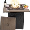28" Square 48000 BTU Outdoor Propane Gas Fire Pit Table, Quick Auto Ignition, Faux