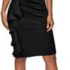 AISIZE Women's Pinup Vintage Ruffle Sleeves Cocktail Party Pencil Dress