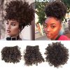Afro High Puff Drawstring Ponytail with Bangs ,Bun with Spring Curl Bangs and Afro