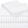 Amazon Brand – Pinzon 160-Gram Pinstripe Flannel Cotton Bed Sheet Set, Twin XL, White