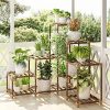 Bamworld Corner Plant Stand Indoor Wood Outdoor Plant Shelf for Multiple Plants