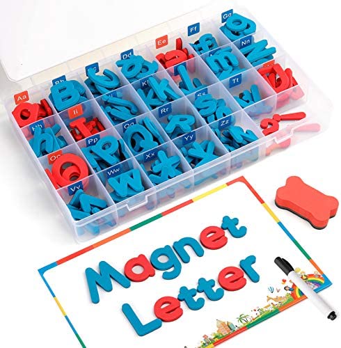 Coogam Magnetic Letters 208 Pcs with Magnetic Board and Storage Box - Uppercase