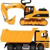 Excavator & Dump Truck Toy for Kids (Set of 2) – Moveable Claw & Lifting Back –