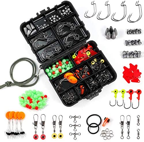 Fishing Accessories-Dr.meter 204pcs Fishing Tackle Kit Including Jig Hooks, Bullet