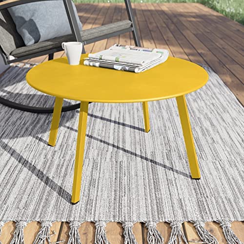 Grand Patio Round Outdoor Coffee Table, Weather Resistant Metal Large Side Table for