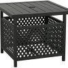 Iwicker Patio Umbrella Side Table Stand, Outdoor Bistro Table with Umbrella Hole