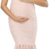 JustVH Women's Off Shoulder Short Sleeve V Neck Lace Maternity Gown Maxi Photography