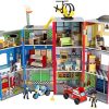 KidKraft Everyday Heroes Wooden Playset, 3-Story with 35-Piece Accessories, Foldable