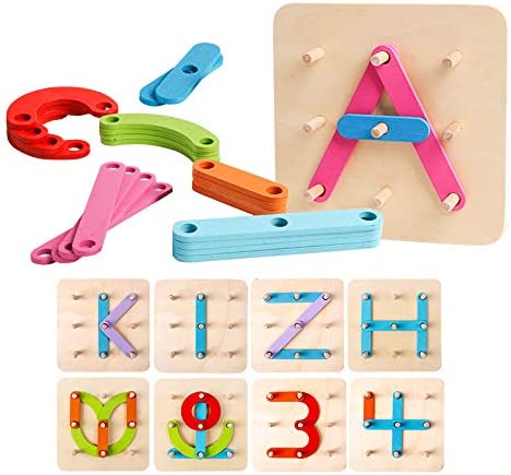 Kizh Wooden Letter and Number Construction Activity Set Educational Preschool Toys