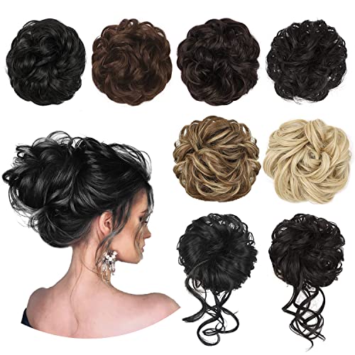 KooKaStyle 3PCS Messy Hair Bun Hairpieces Synthetic Long Wavy Tousled Updo Wrap