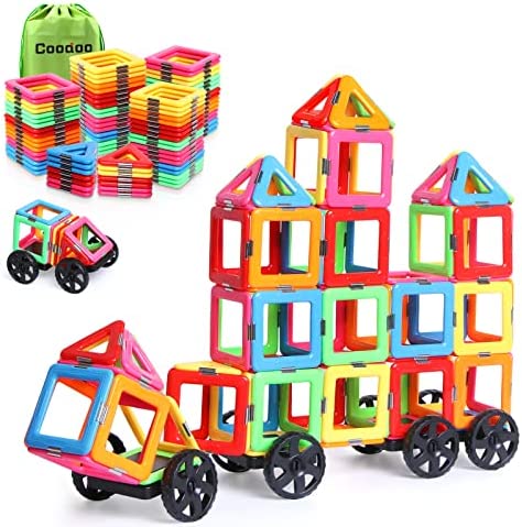 Magnetic Tiles with 2 Cars Magnetic Toys for 3 4 5 6 7 8+ Year Old Boys Girls,