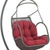 Modway Arbor Wicker Rattan Outdoor Patio Porch Lounge Hanging Swing Chair Set with