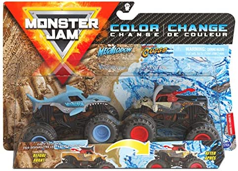 Monster Jam Color Change Megalodon vs Pirate's Curse - 1:64 Scale Double Pack