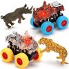 Monster Truck Toy Set | 2 Trucks + 2 Toy Animals | Tiger Truck and Rhinoceros Truck